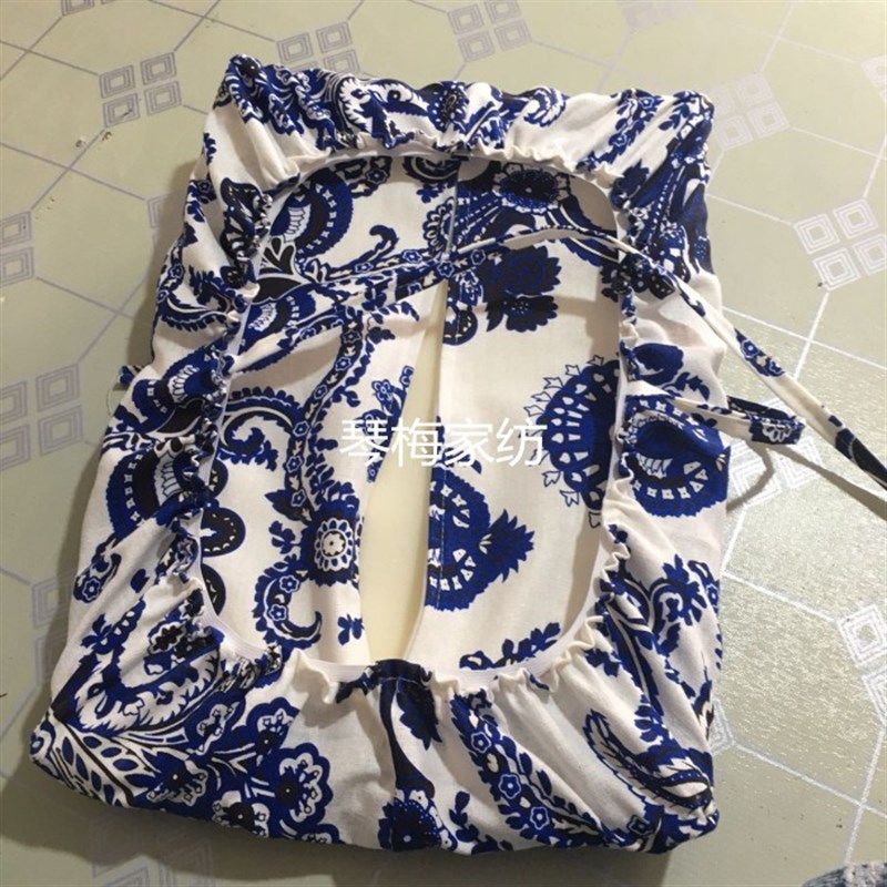 亚麻棉青花瓷长条凳子垫 茶庄椅垫套罩 高密度海绵拆洗坐垫罩一体,居家布艺,椅垫,淘宝优惠券,粉丝福利购,淘宝优惠卷