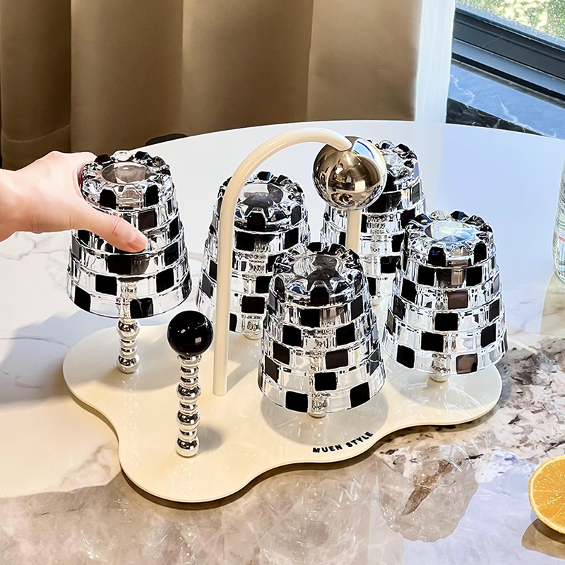 尊慕斯圆球杯架创意客厅茶几提手水杯倒挂防尘玻璃杯茶杯收纳杯架