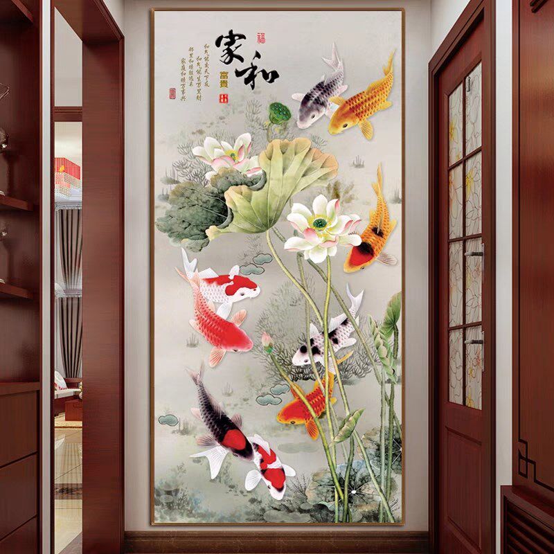 0年钻石画满钻九鱼图贴钻十字绣客厅家和万事兴竖版钻石绣,居家布艺,钻石绣,淘宝优惠券,粉丝福利购,淘宝优惠卷