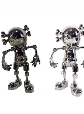 现代简约电镀银色枪色公仔潮玩摆件 样板房室内软装装饰陈设