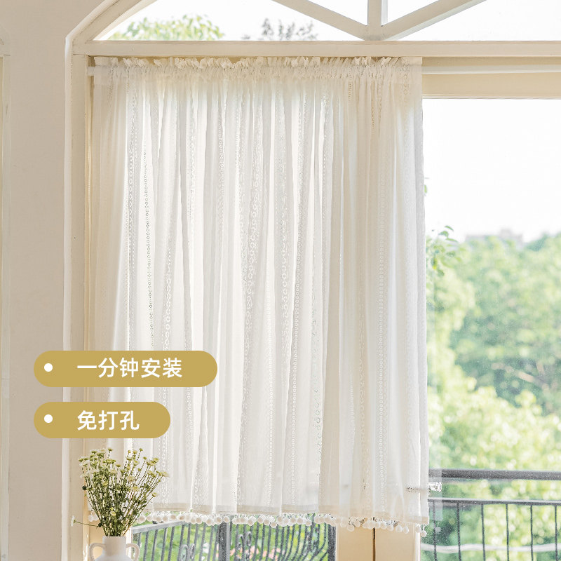 豆蔓 法式门帘半帘短帘柜子蕾丝纱帘卧室遮挡免打孔厨房窗帘,居家布艺,门帘,淘宝优惠券,粉丝福利购,淘宝优惠卷