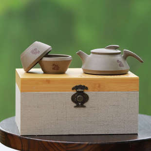 《我和我的祖国》宜兴名家全纯手工紫砂壶套装原矿青段泥石瓢茶壶
