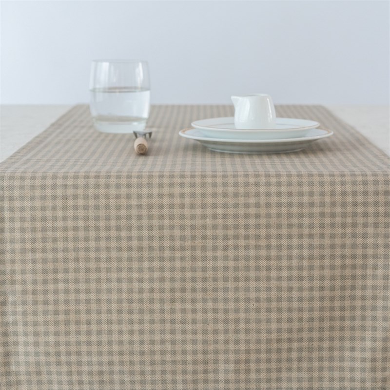 GIRONES进口简约现代防水防油复古灰色格子桌旗U电视柜茶几盖布