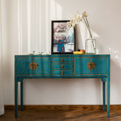 新中式 古典玄关桌做旧供桌子抽屉门厅玄关柜靠墙简约现代创意