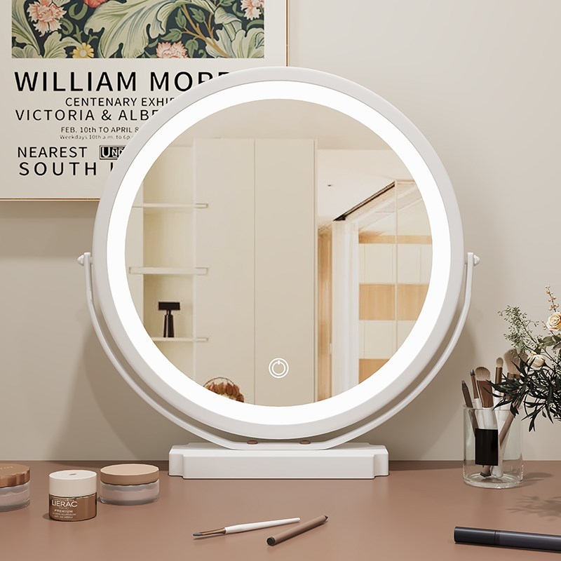 led化妆镜台式桌面带灯梳妆台智能简约女生家用卧室学生宿舍镜子