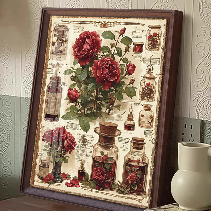 高端玫瑰十字绣年线绣手工刺绣餐厅玄关简单小件