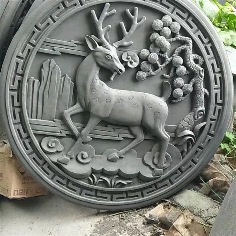 仿古古建砖雕仿古砖福字圆形装饰浮雕影壁中式庭院照壁门墙背景墙