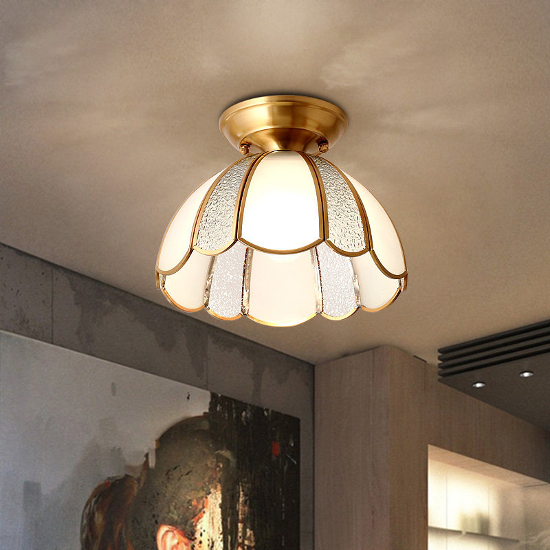 卡信之光 欧式复古玄关过道走廊全铜吸顶灯 楼梯间书房茶室半吊灯