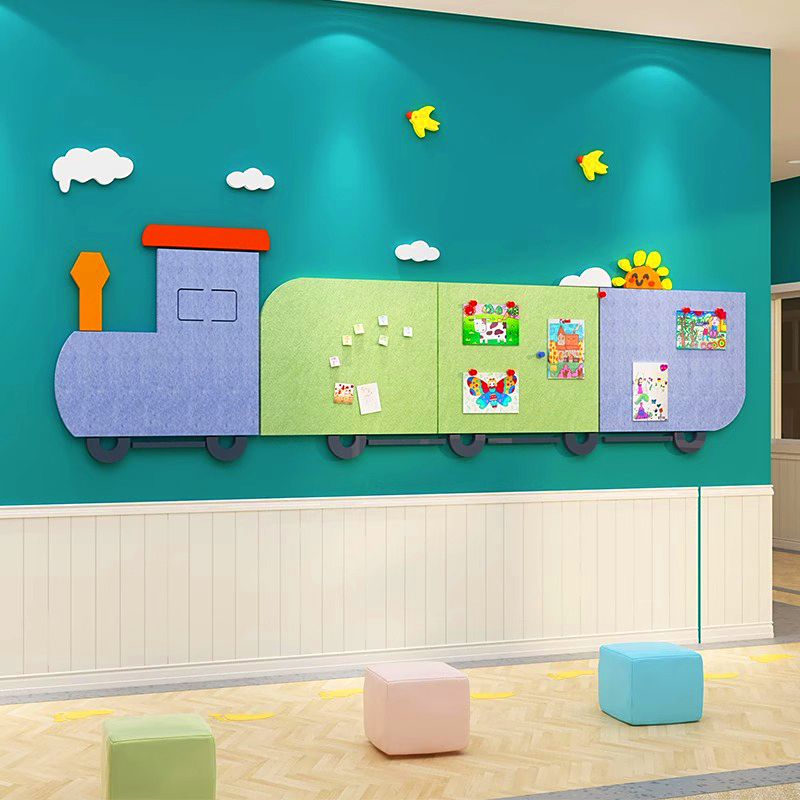托管班布置墙面装饰走廊互动学生作品展示栏毛毡板定制文化墙贴画