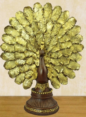 孔雀泰式家居装饰品东南亚风格客厅电视柜玄关工艺品结婚