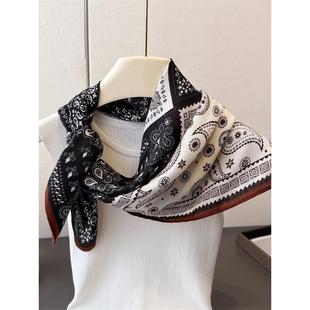 覆古腰果花丝巾小方巾女2025新款 饰腰带 系脖高级感领巾发带腰间装