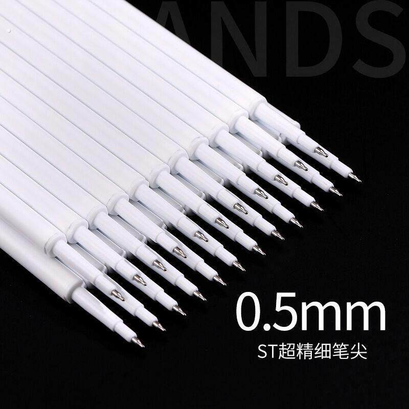 按动笔芯葫芦头0.5mm黑色中性替芯半针管顺滑