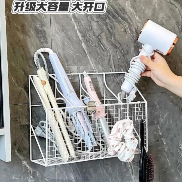 卷发棒收纳架浴室免打孔壁挂上墙化妆桌下吹风机直板夹防烫置物架