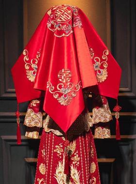 刺绣红盖头新娘中式婚礼结婚2025秀禾服红色盖头出嫁头纱秀禾蒙头