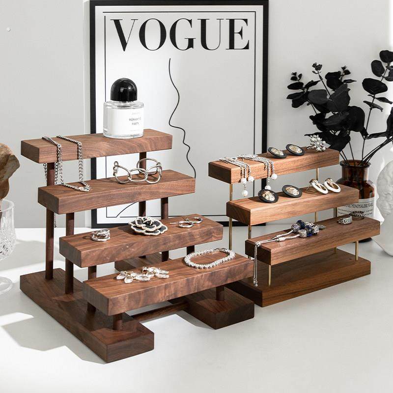 轻奢胡桃木饰品陈列道具珠宝托盘耳环项链手镯实木阶梯多层展示架,饰品/流行首饰/时尚饰品新,首饰展示架,淘宝优惠券,粉丝福利购,淘宝优惠卷