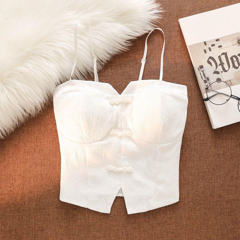 中式吊带背心女内搭带胸垫性感外穿纯欲辣妹修身别致短款抹胸上衣