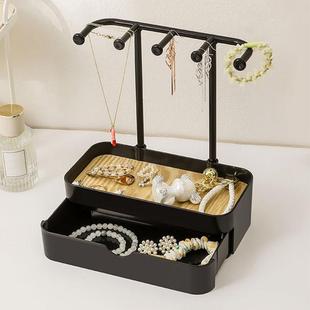 高档首饰盒首饰收纳架新款 收纳盒桌面化妆品置物架双层项链展示架