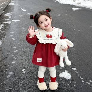 罩衣女宝宝外穿洋气公主裙秋冬儿童吃饭围兜防水防脏护衣围裙罩衫