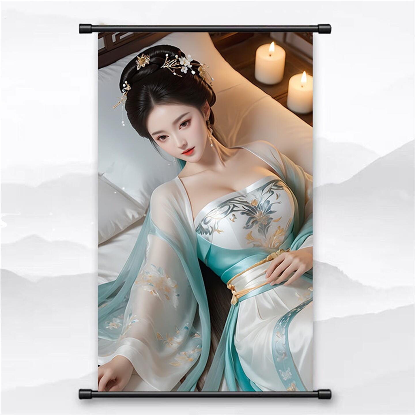 古装清纯大家闺秀美女卷轴画挂画挂店铺送酒店装饰商铺爆款民宿画