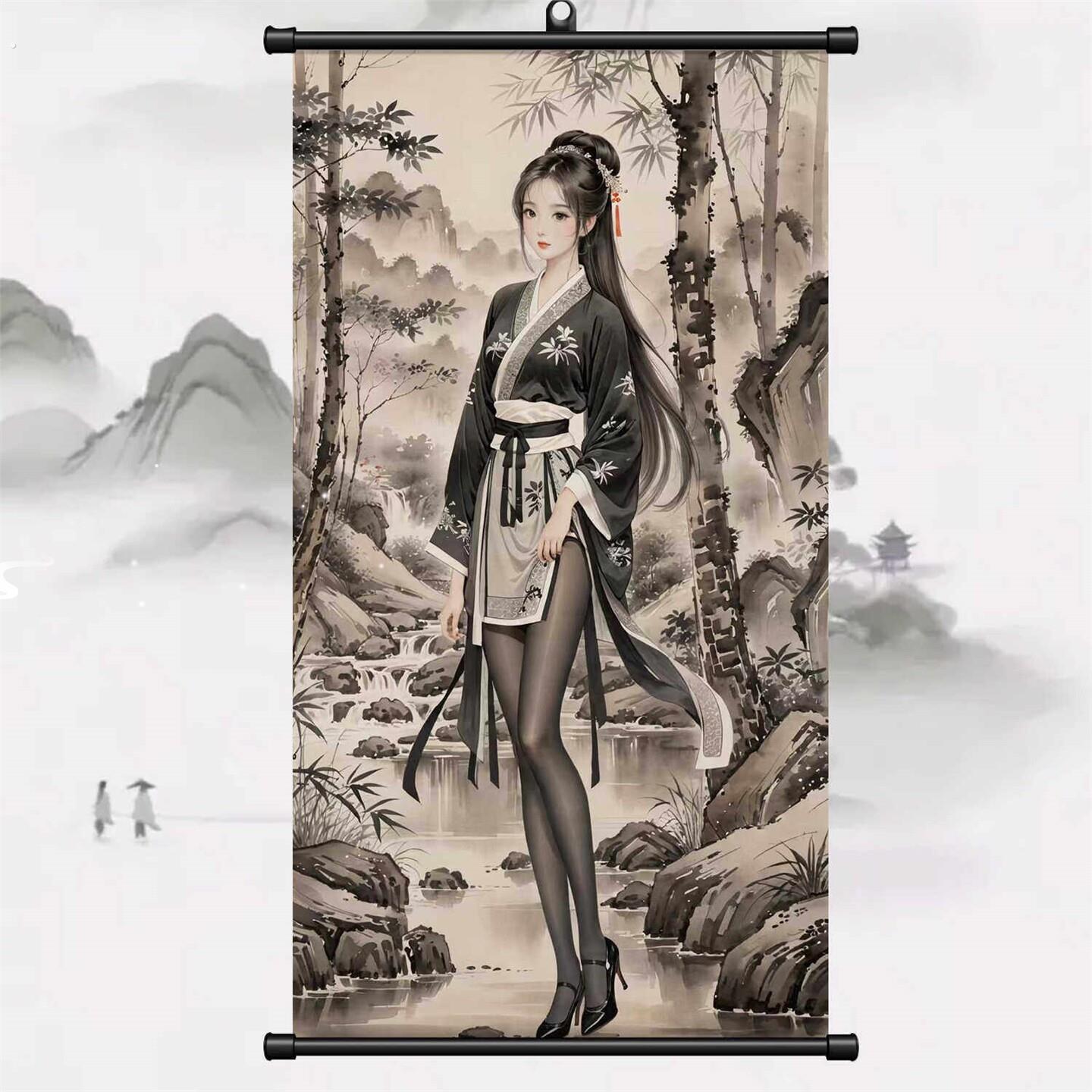 仕女图仿古挂画挂画黑丝古风搞笑恶搞送兄弟送朋友生日礼物定制