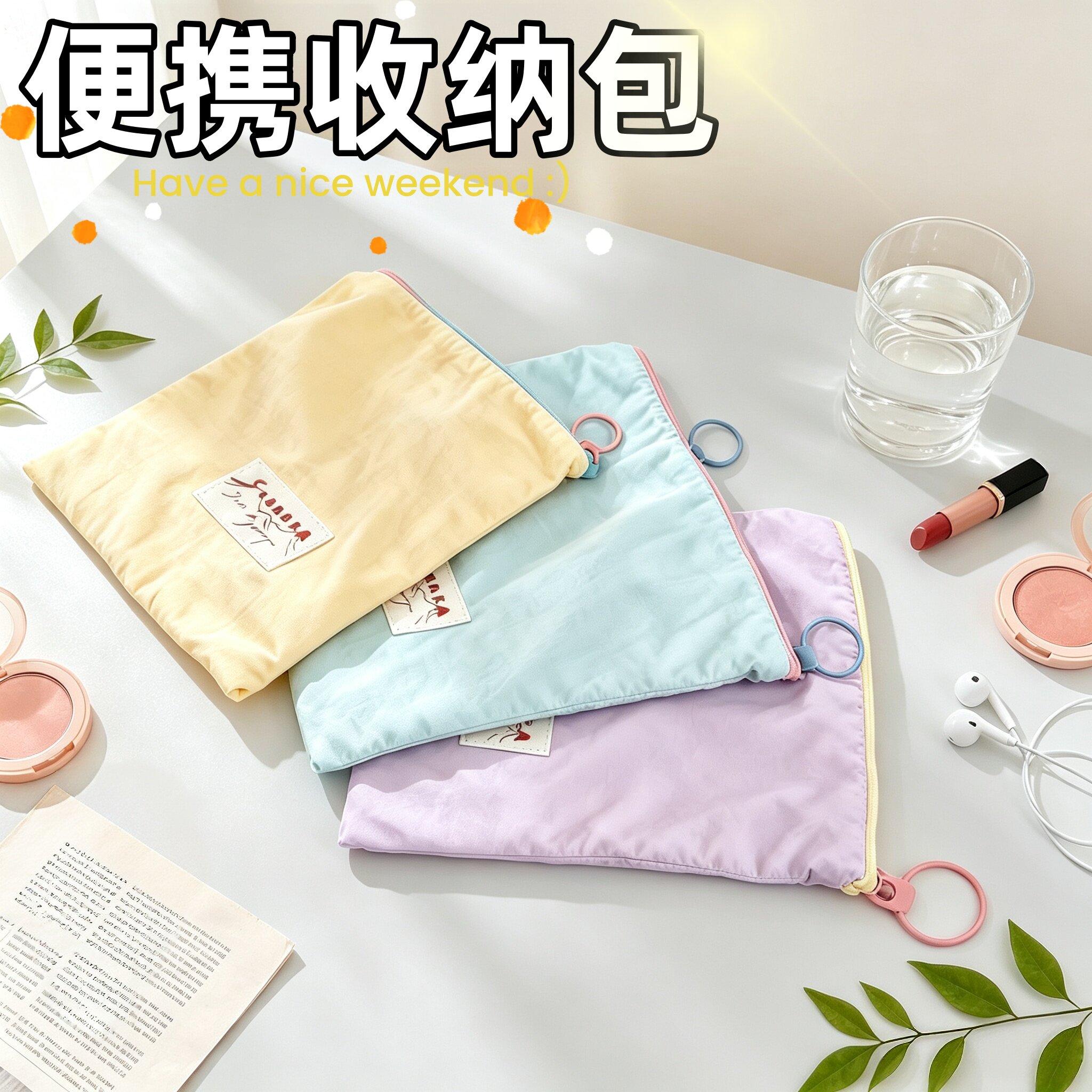 马卡龙收纳包韩版ins风撞色薄款零钱包外出便携撞色零钱收纳袋子