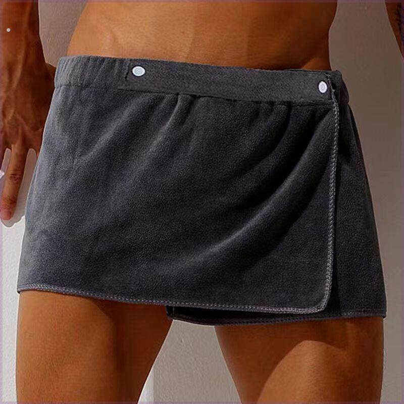 男士浴巾家用吸水毛巾性感沙滩短裙防走光男士浴裙可穿毛巾游泳裤