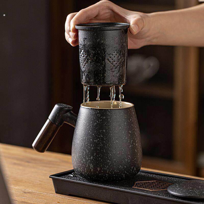 茶缸男款陶瓷茶杯办公室茶水分离泡带盖子过滤马克杯大容量家用喝