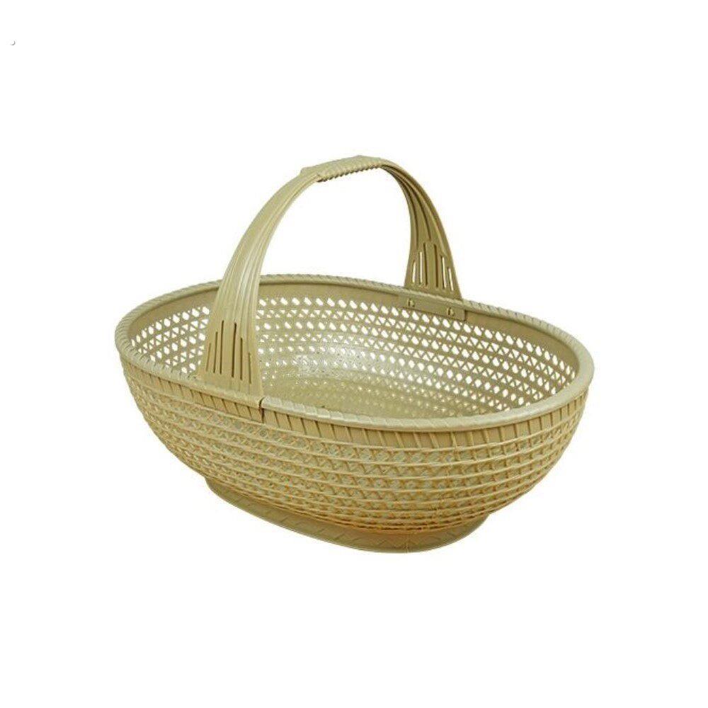 彷竹篮子手提篮塑料篮野餐篮竹编篮买菜篮子购物篮菜蓝子大号
