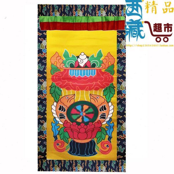 藏红手工纺织立体浮雕藏式民族风情吉祥八宝民族复古加厚门帘