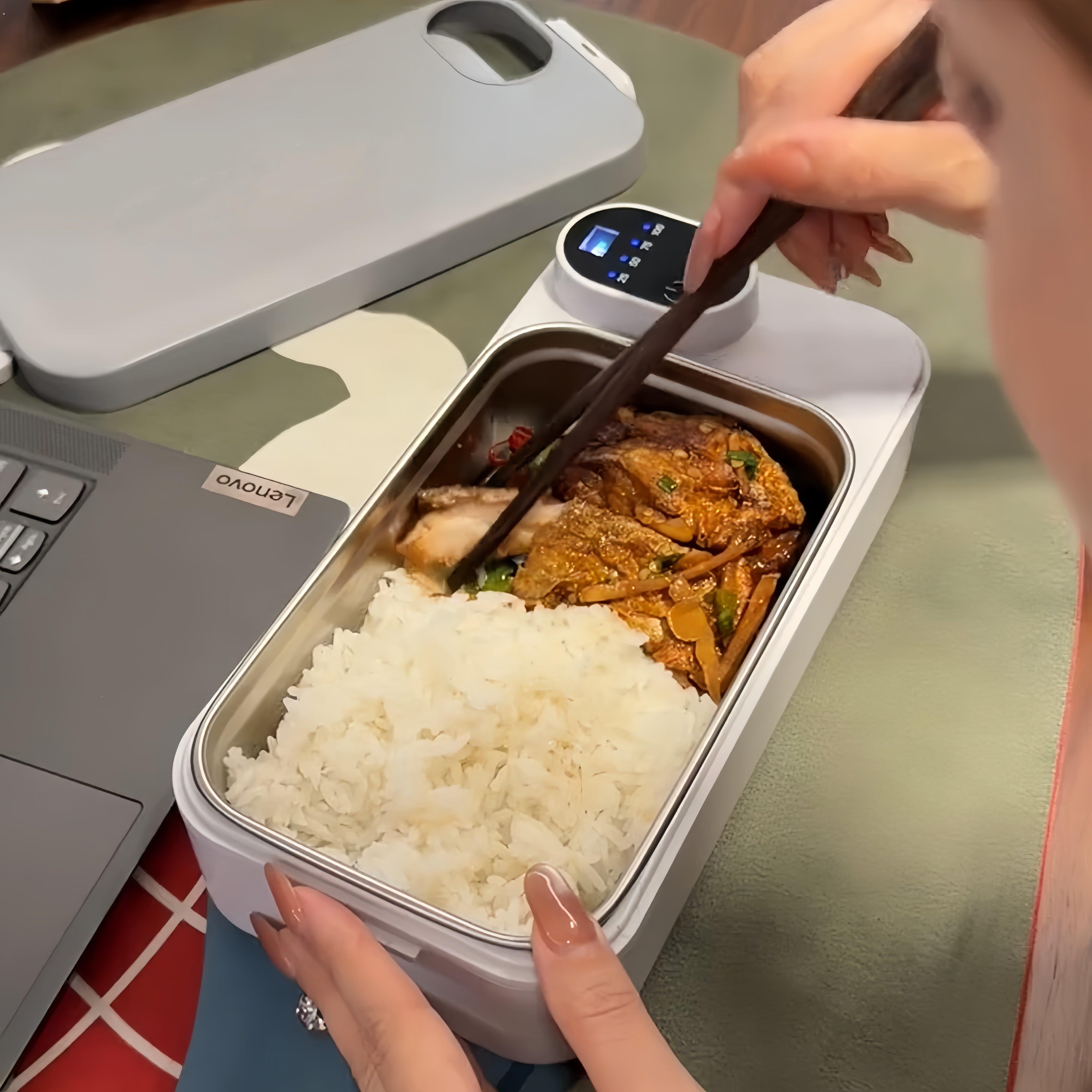 【智能加热饭盒】数显屏防烫隔热餐盒不锈钢一人食饭盒可携式免注