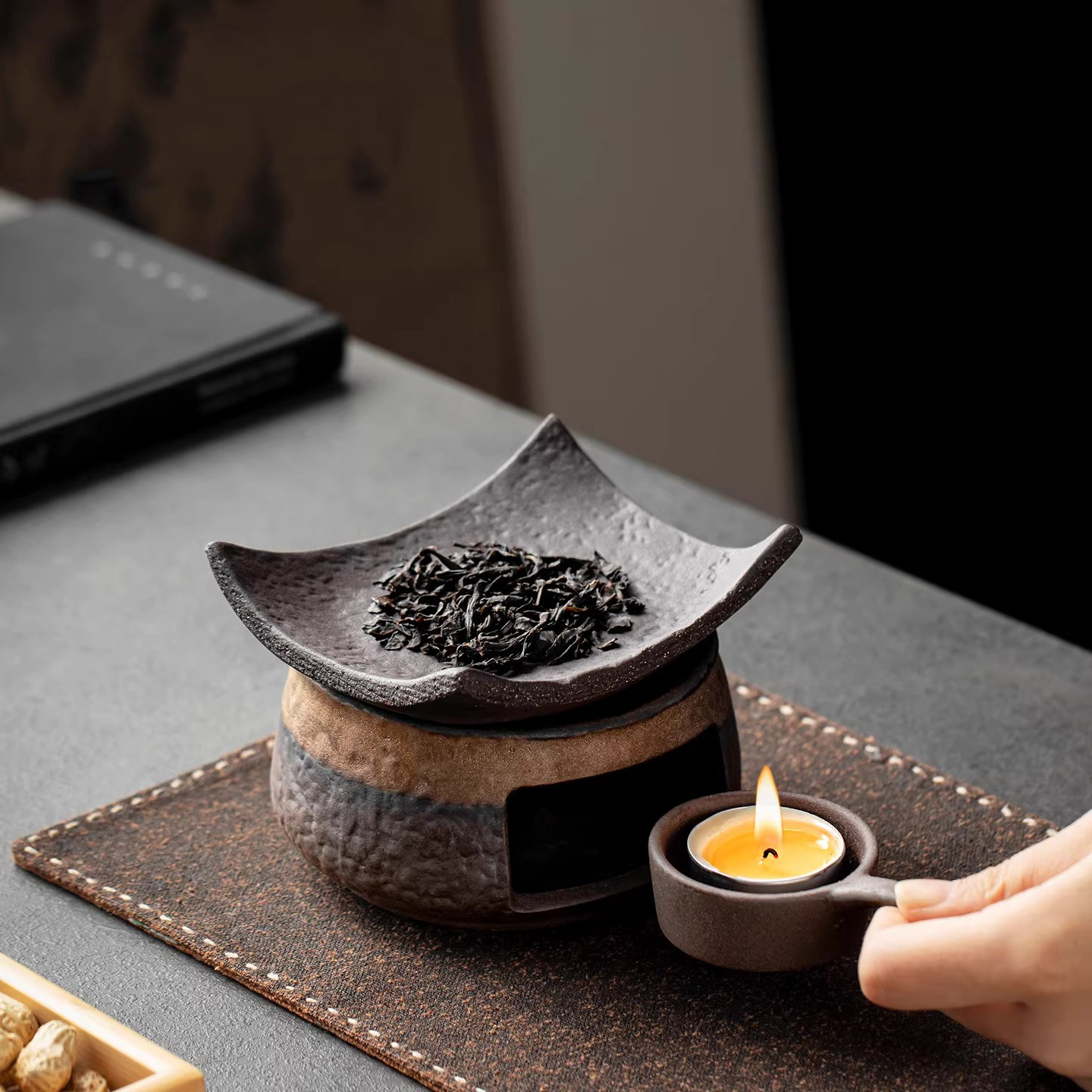 轻奢温茶炉粗陶蜡烛加热底座烤茶炉熏香围炉煮茶小火炉烘茶提香炉