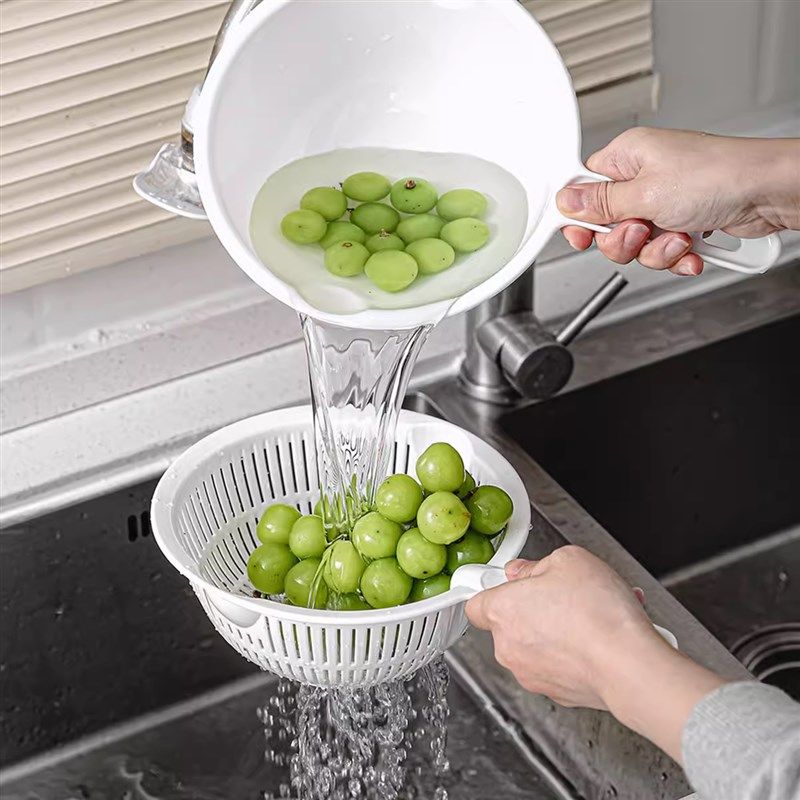 韩国塑料水勺双层沥水篮长柄洗菜篮洗水果篮水舀子厨房大水瓢件,厨房/烹饪用具,水舀/水瓢,淘宝优惠券,粉丝福利购,淘宝优惠卷