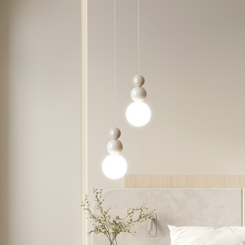 网红主卧室床头吊灯现代简约背景墙高级感奶油风灯具创意小吊线灯