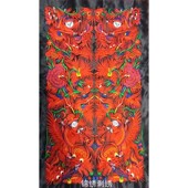 大红色喜庆对联刺绣绣花绣片机绣绣民族风盛典庙会刺