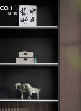 邸高家居新中式样板间书房唐马摆件烛台展示框收纳盒托盘软装搭配
