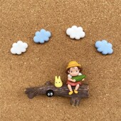 套 照片墙毛毡海绵软木记事留言板按钉 创意情景宫崎骏组合图钉