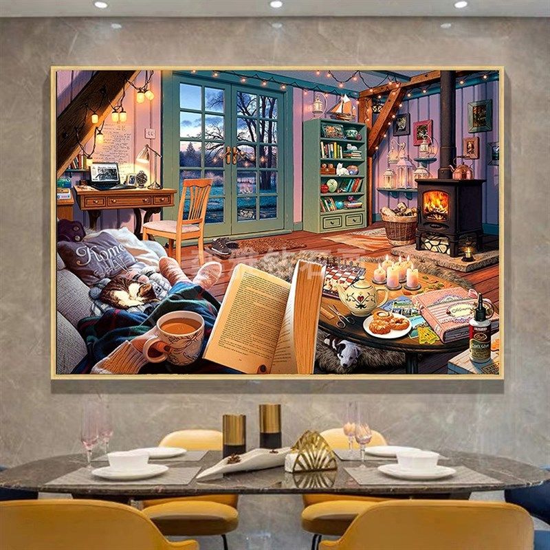 0Y方钻满钻钻石画欧式卧室油画舒适小屋手工贴钻十字绣,居家布艺,钻石绣,淘宝优惠券,粉丝福利购,淘宝优惠卷