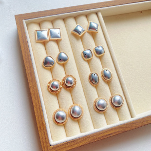 纤纤宋锦diy饰品2025新款S925银针复古优雅耳钉耳坠底胚配件