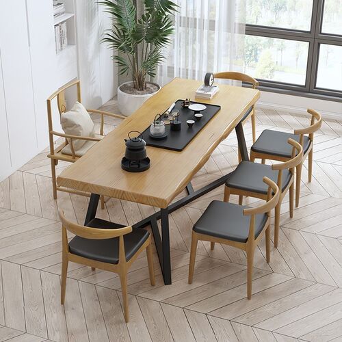 茶几铁艺茶桌椅组合原木功夫茶台新中式室接待泡茶桌