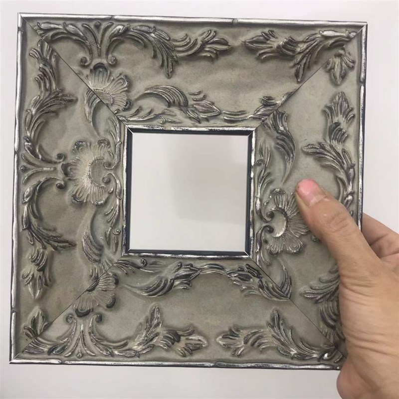 灰色古典中古复古画框装裱幕布挂墙客厅实木定制挂钩油画装裱画布