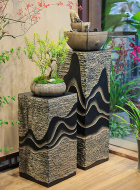 汉韵堂客厅茶室书房装饰示柱底座柱子石柱中国风落地装饰柱