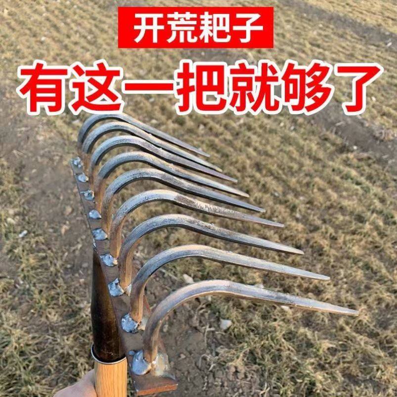 锰钢九齿耙农用钉耙平地松土开荒耙子园艺耙园林耙种菜铁耙搂草耙,家庭/个人清洁工具,地刮,淘宝优惠券,粉丝福利购,淘宝优惠卷