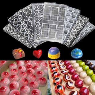 PC硬质透明塑料模具迪拜巧克力糖果模H具钻石爱心圣诞雪人烘焙工