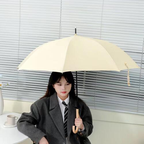 温柔色长柄直杆雨伞晴雨两用晒太阳伞黑胶遮阳伞文艺女
