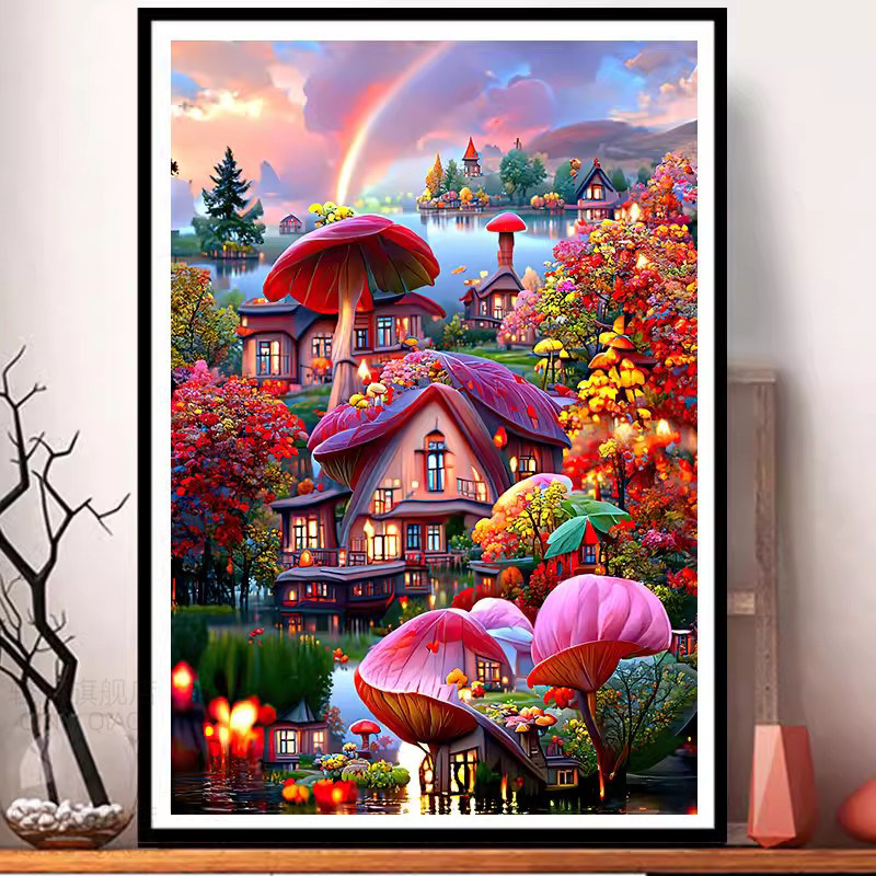 梦幻风景钻石画满钻儿童仙境城堡手工点贴钻十字绣