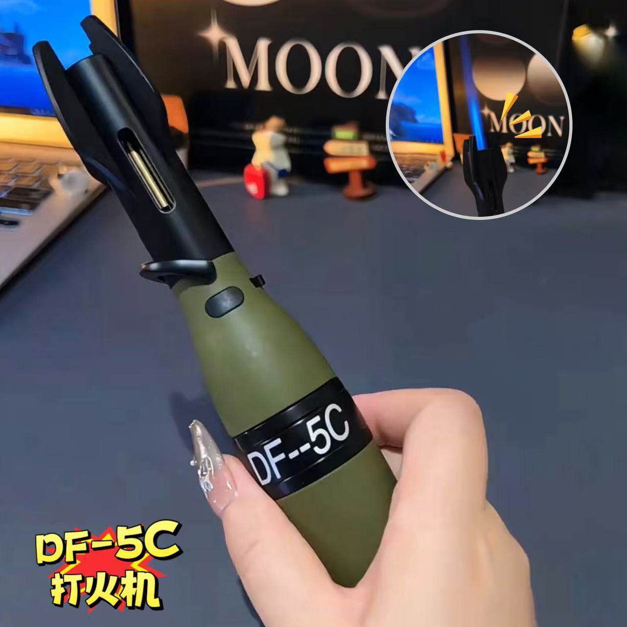 金属东风5C导弹模型防风打火机充气旋转解压户外家用喷枪点火器