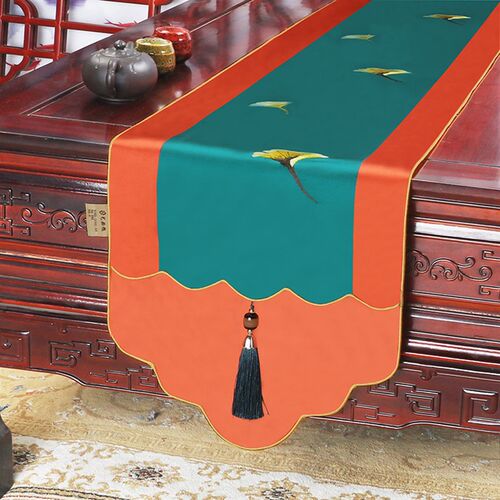 艺必旭新中式欧式简约茶几餐桌桌旗长条布床尾旗电视柜盖布