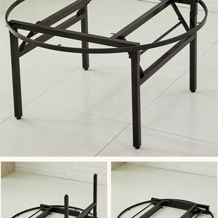 圆桌餐桌腿折叠架子酒店饭店桌脚金属加厚加固四方折叠腿圆形桌腿