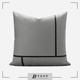 绅士灰现代灰色皮革线条拼接抱枕客厅沙发靠垫样板房方枕