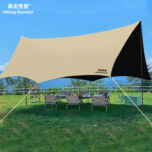 暴走怪兽黑胶天幕帐篷户外桌椅露营全套装备野营可携式防晒大遮阳